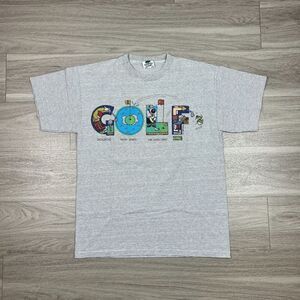Vintage Mens Shirt Large Gray Golf 90s Single Stitch Comedy Parody Funny